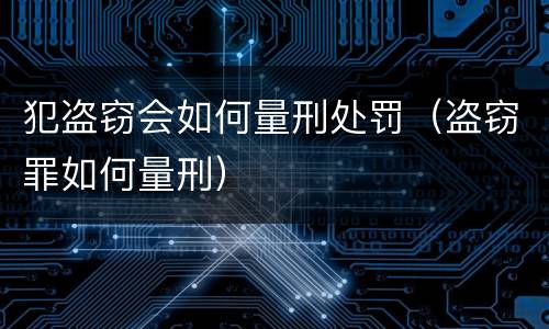 犯盗窃会如何量刑处罚（盗窃罪如何量刑）
