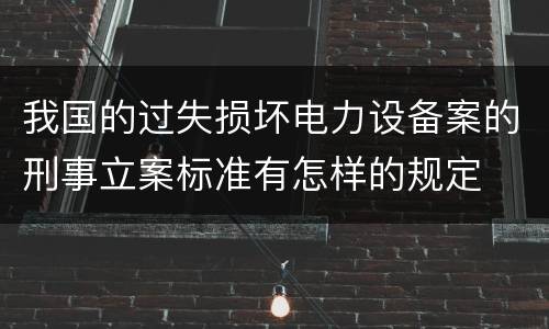 我国的过失损坏电力设备案的刑事立案标准有怎样的规定