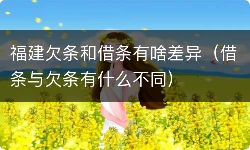 福建欠条和借条有啥差异（借条与欠条有什么不同）