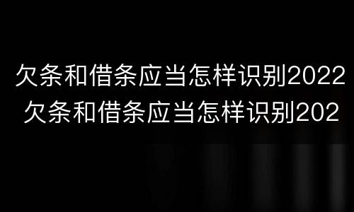 欠条和借条应当怎样识别2022 欠条和借条应当怎样识别2022款