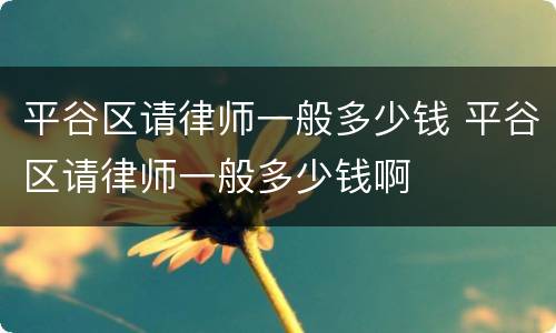 平谷区请律师一般多少钱 平谷区请律师一般多少钱啊