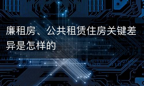廉租房、公共租赁住房关键差异是怎样的