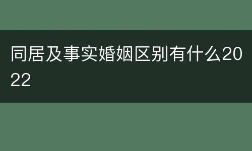 同居及事实婚姻区别有什么2022