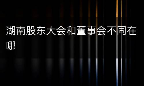 湖南股东大会和董事会不同在哪