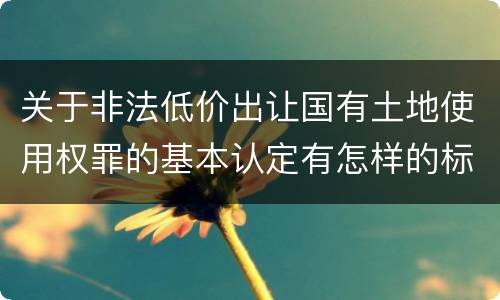 关于非法低价出让国有土地使用权罪的基本认定有怎样的标准