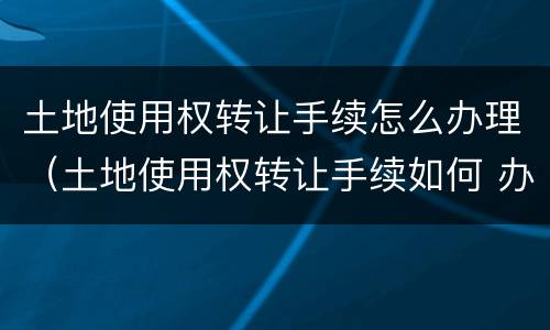 土地使用权转让手续怎么办理（土地使用权转让手续如何 办）