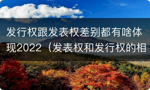 发行权跟发表权差别都有啥体现2022（发表权和发行权的相同点）