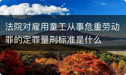 法院对雇用童工从事危重劳动罪的定罪量刑标准是什么