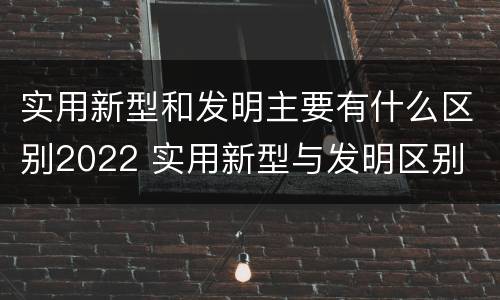 实用新型和发明主要有什么区别2022 实用新型与发明区别