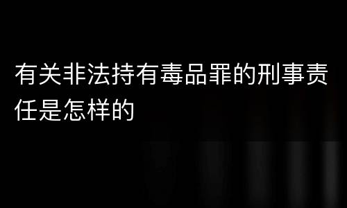 有关非法持有毒品罪的刑事责任是怎样的
