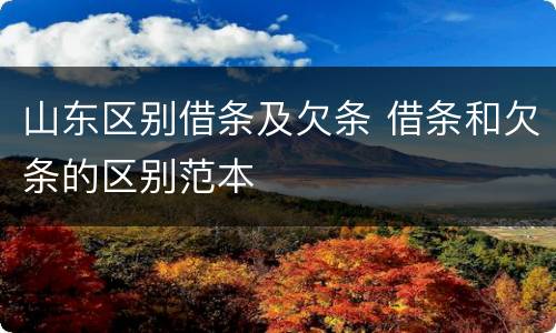 山东区别借条及欠条 借条和欠条的区别范本