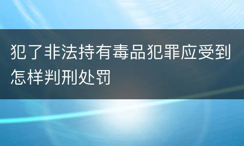 犯了非法持有毒品犯罪应受到怎样判刑处罚