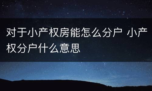 对于小产权房能怎么分户 小产权分户什么意思