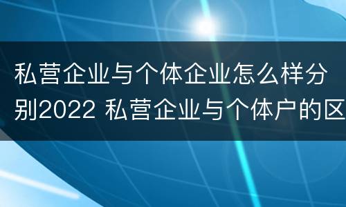 私营企业与个体企业怎么样分别2022 私营企业与个体户的区别