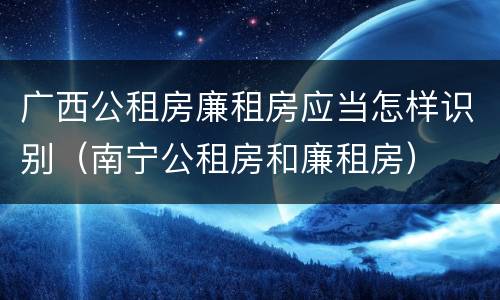广西公租房廉租房应当怎样识别(南宁公租房和廉租房)