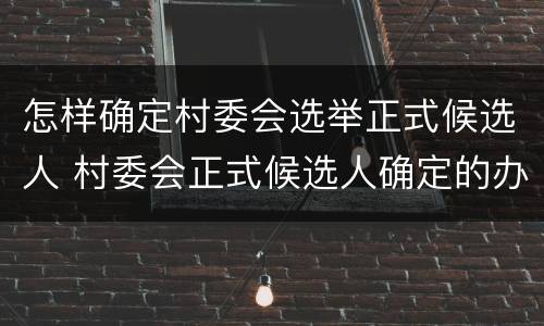 怎样确定村委会选举正式候选人 村委会正式候选人确定的办法