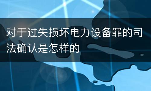 对于过失损坏电力设备罪的司法确认是怎样的