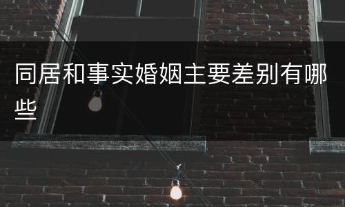 同居和事实婚姻主要差别有哪些