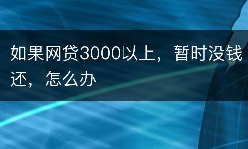 如果网贷3000以上，暂时没钱还，怎么办