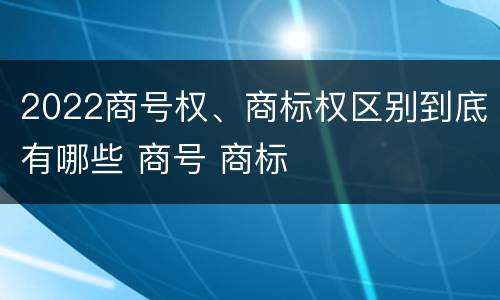 2022商号权、商标权区别到底有哪些 商号 商标