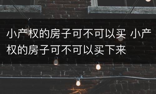 小产权的房子可不可以买 小产权的房子可不可以买下来