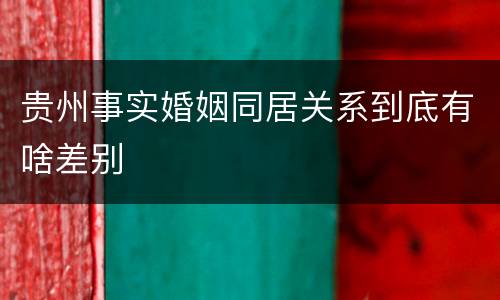 贵州事实婚姻同居关系到底有啥差别