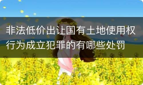 非法低价出让国有土地使用权行为成立犯罪的有哪些处罚