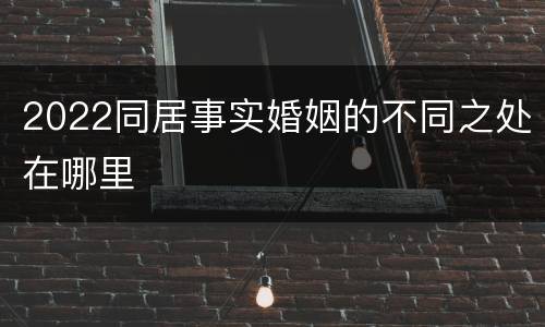 2022同居事实婚姻的不同之处在哪里