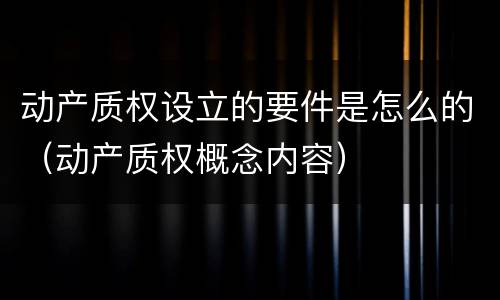 动产质权设立的要件是怎么的（动产质权概念内容）