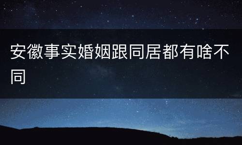 安徽事实婚姻跟同居都有啥不同