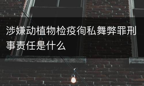 涉嫌动植物检疫徇私舞弊罪刑事责任是什么