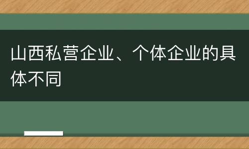 山西私营企业、个体企业的具体不同