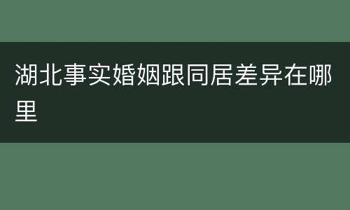 湖北事实婚姻跟同居差异在哪里