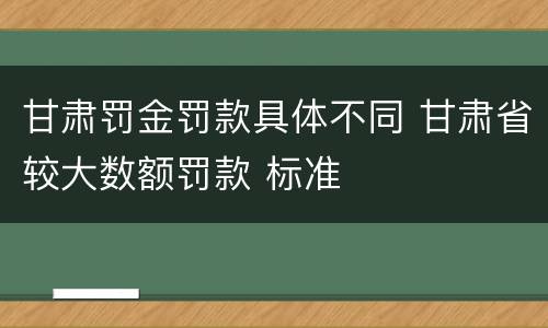 甘肃罚金罚款具体不同 甘肃省较大数额罚款 标准