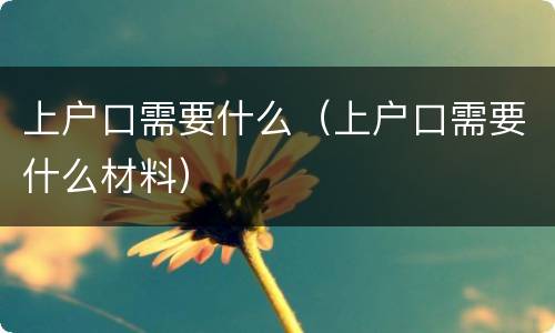 上户口需要什么（上户口需要什么材料）