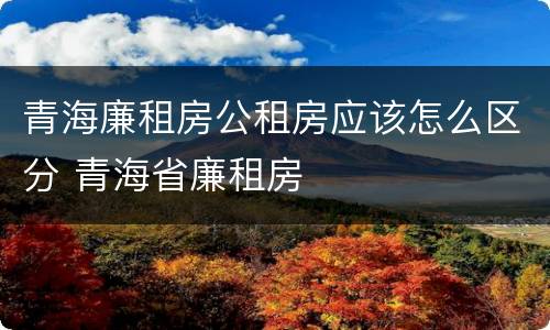 青海廉租房公租房应该怎么区分 青海省廉租房