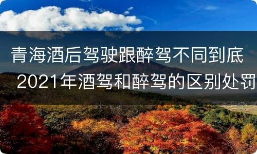 青海酒后驾驶跟醉驾不同到底 2021年酒驾和醉驾的区别处罚