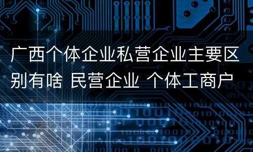 广西个体企业私营企业主要区别有啥 民营企业 个体工商户 区别