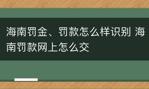 海南罚金、罚款怎么样识别 海南罚款网上怎么交