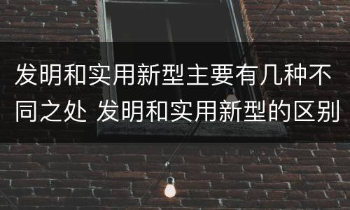 发明和实用新型主要有几种不同之处 发明和实用新型的区别和联系有什么