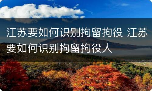江苏要如何识别拘留拘役 江苏要如何识别拘留拘役人