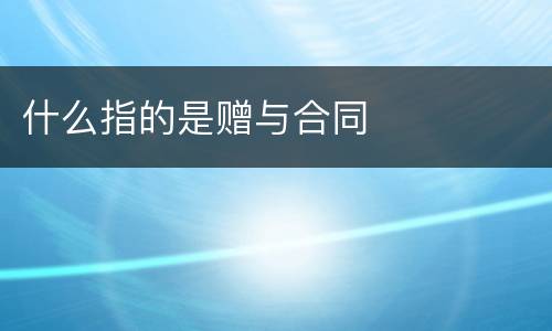 什么指的是赠与合同