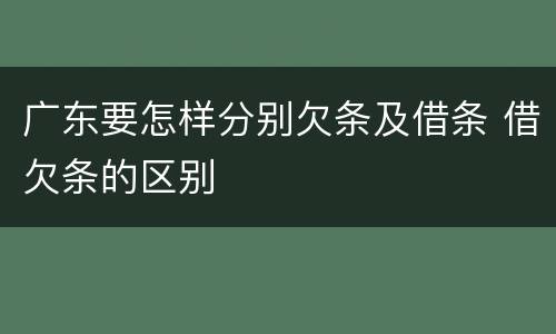 广东要怎样分别欠条及借条 借欠条的区别