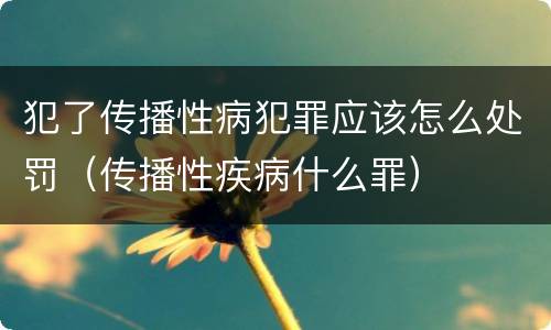 犯了传播性病犯罪应该怎么处罚（传播性疾病什么罪）