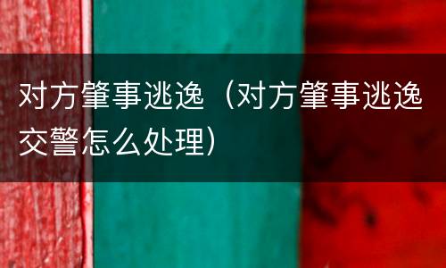 对方肇事逃逸（对方肇事逃逸交警怎么处理）