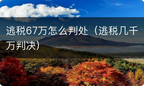 逃税67万怎么判处（逃税几千万判决）