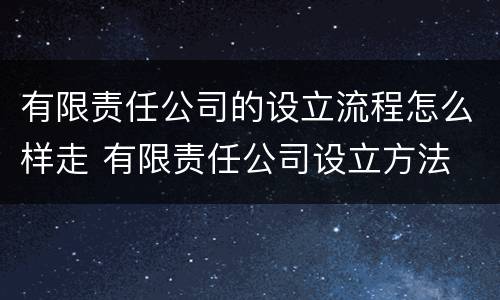 有限责任公司的设立流程怎么样走 有限责任公司设立方法