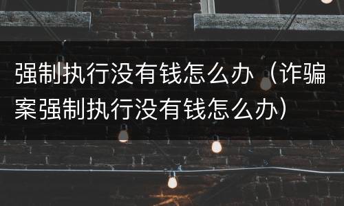 强制执行没有钱怎么办（诈骗案强制执行没有钱怎么办）