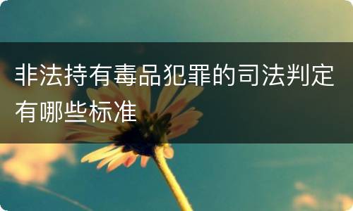 非法持有毒品犯罪的司法判定有哪些标准