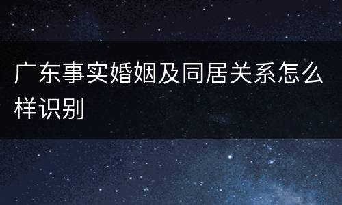 广东事实婚姻及同居关系怎么样识别